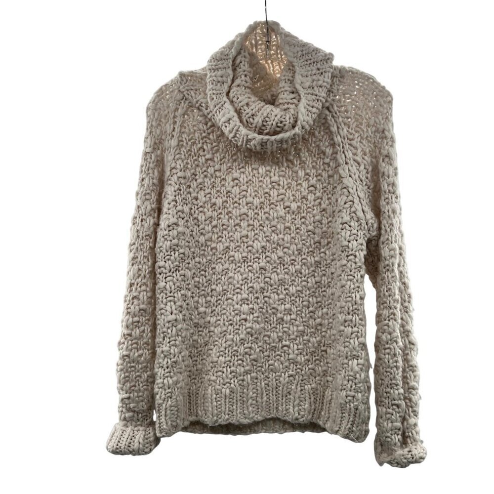 Chelsea & Theodore Women's Chunk Knit Sweater Cowl Neck Off White Size Large